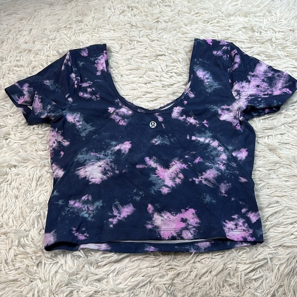 Lululemon Align T-Shirt Circulate Tie Dye Mineral Blue Multi - Picture 4 of 5